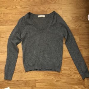 ZARA Gray Cotton v neck sweater